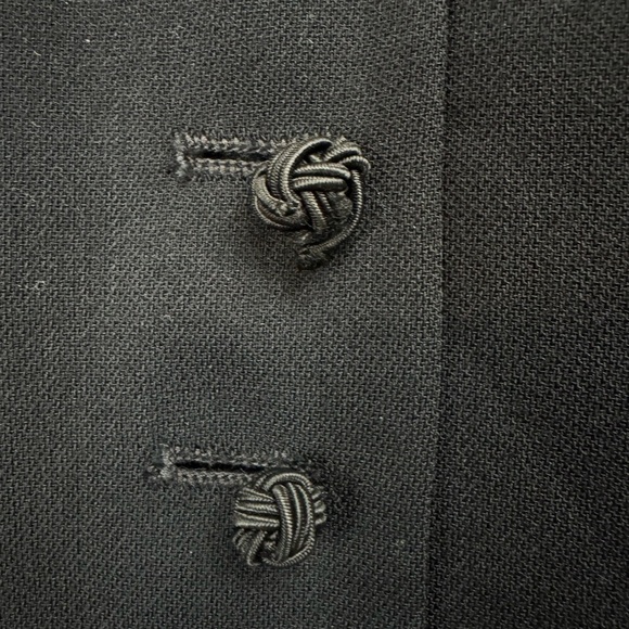 Vintage 80s 90s Ann Taylor Size 8 Long Blazer Black Wool Embroidered Sleeves - Picture 6 of 10